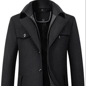 Men's Winter Stylish Wool Blend Single Breasted Military Pea Coat